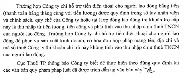 phụ cấp điện thoại có tính thuế TNCN phụ cấp điện thoại có tính thuế TNCN