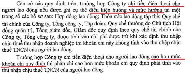 phụ cấp điện thoại nếu cao hơn quy định phải chịu thuế TNCN phụ cấp điện thoại nếu cao hơn quy định phải chịu thuế TNCN