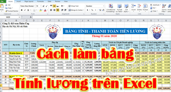cách làm bảng tính lương trên Excel cách làm bảng tính lương trên Excel