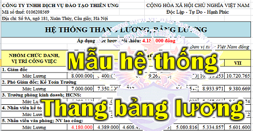 hệ thống thang bảng lương năm 2019 hệ thống thang bảng lương năm 2019