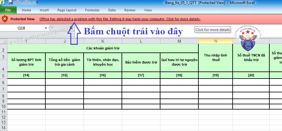 không sửa được file excel kết xuất từ htkk