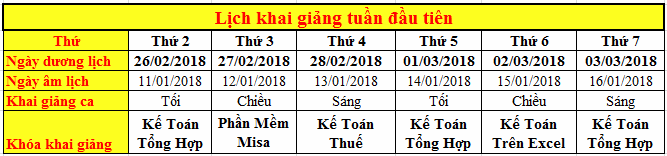 lịch khai giảng tại tphcm lịch khai giảng tại tphcm