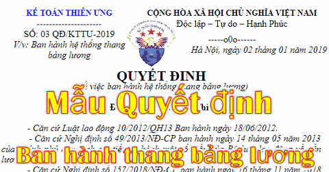 quyết định ban hành hệ thống thang bảng lương quyết định ban hành hệ thống thang bảng lương
