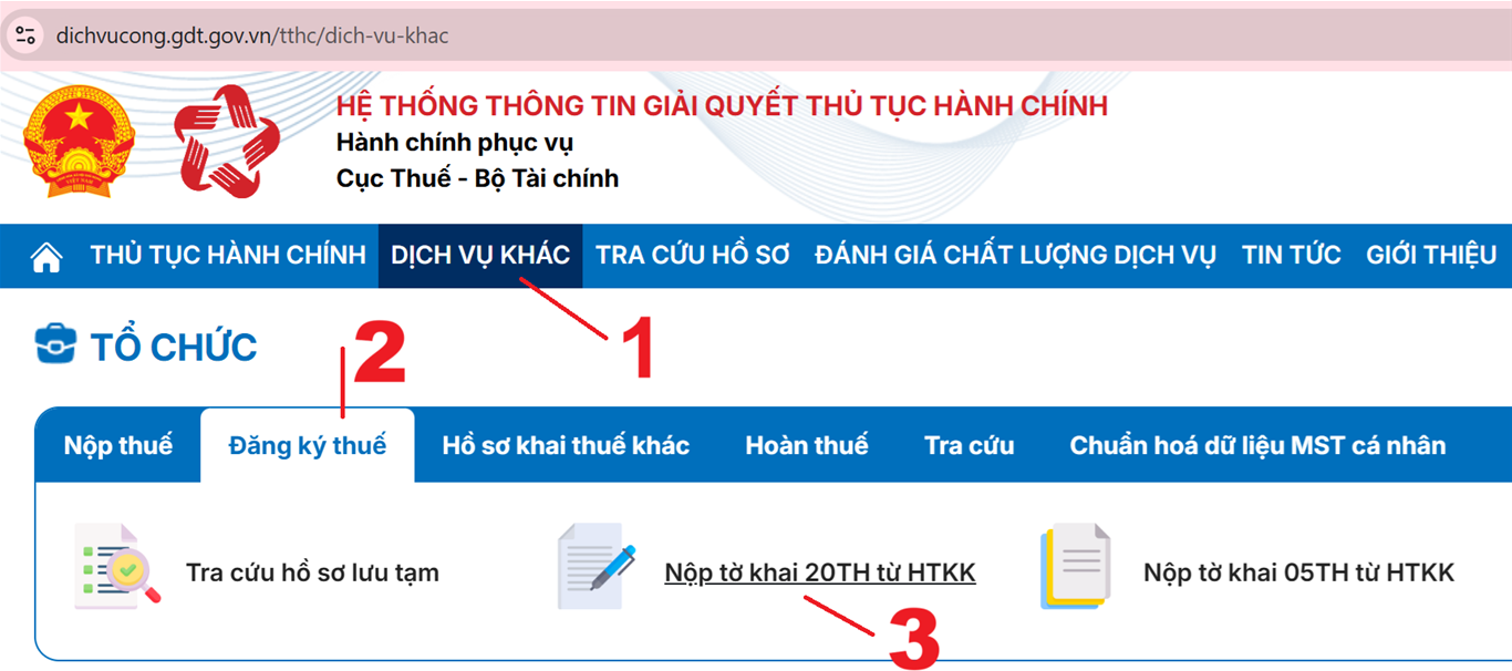 Nộp tờ khai 20TH từ HTKK Nộp tờ khai 20TH từ HTKK