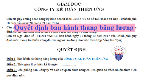 quyết định ban hành hệ thống thang bảng lương quyết định ban hành hệ thống thang bảng lương