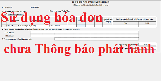sử dụng hóa đơn chưa thông báo phát hành sử dụng hóa đơn chưa thông báo phát hành