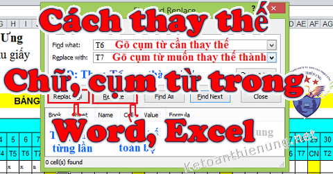 Cách thay thế cụm từ, ký tự, chữ trong Word và Excel