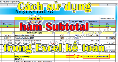 Cách sử dụng hàm Subtotal trong Excel khi làm kế toán