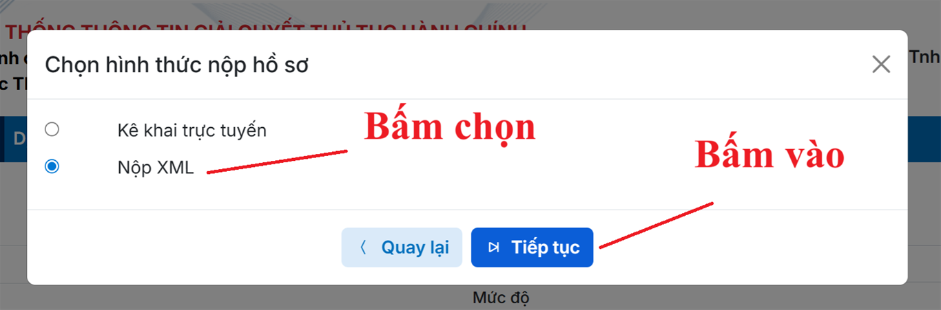 chọn hình thức nộp hồ sơ