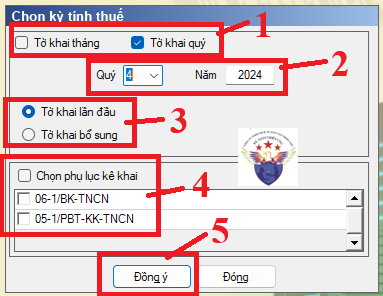 Chọn kỳ kê khai theo tháng hoặc theo quý