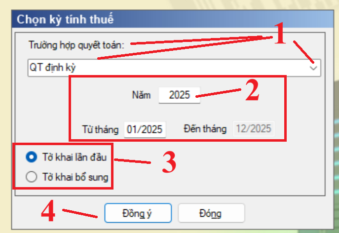 Chọn kỳ kê khai QTT TNCN