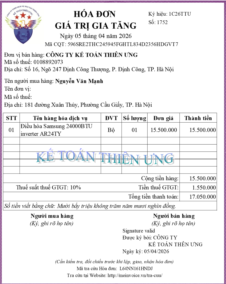 Hóa đơn sai thuế suất thuế GTGT