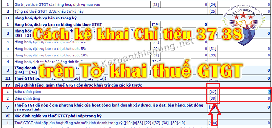 kê khai chỉ tiêu 37 38 trên tờ khai thuế GTGT kê khai chỉ tiêu 37 38 trên tờ khai thuế GTGT