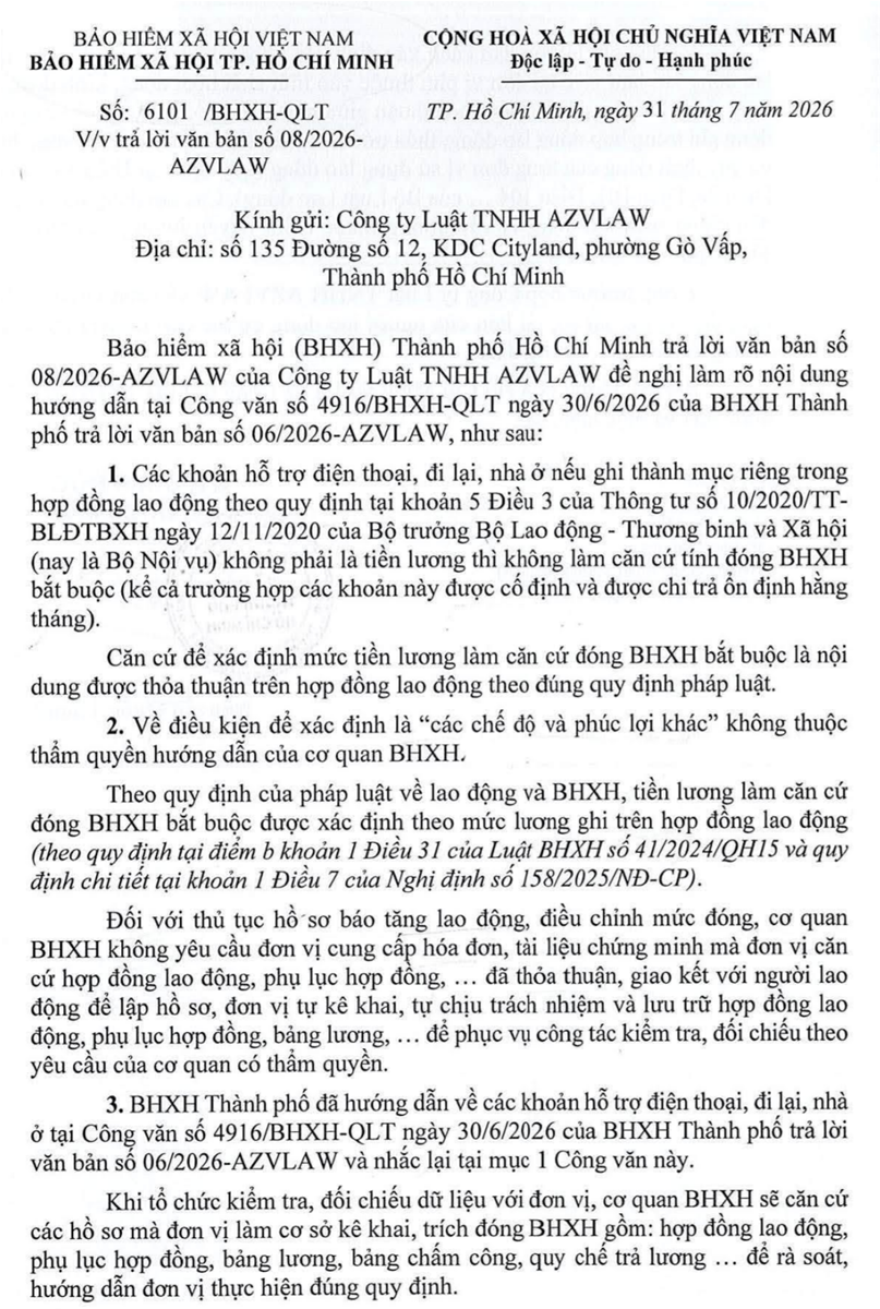 Công văn 6101 /BHXH-QLT