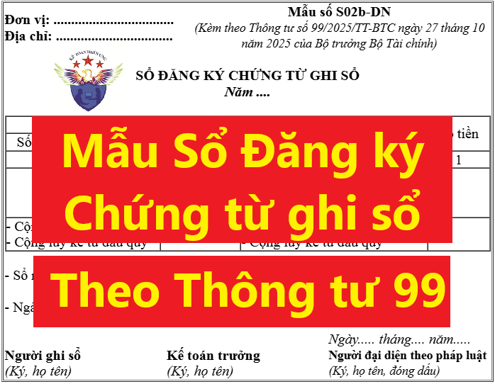 Mẫu Sổ Đăng ký Chứng từ ghi sổ theo Thông tư 99
