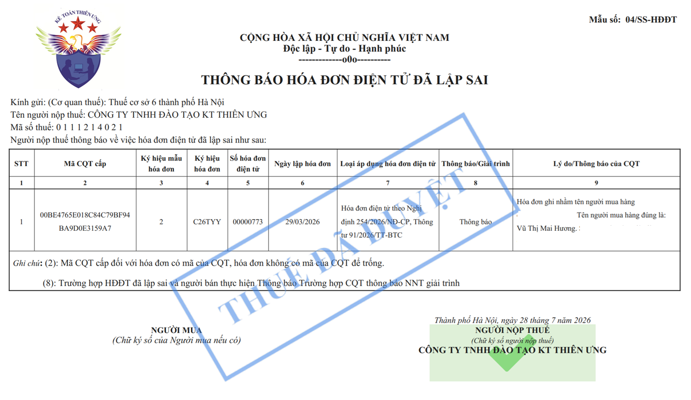Mẫu 04/SS-HĐĐT theo Thông tư 91/2026/TT-BTC