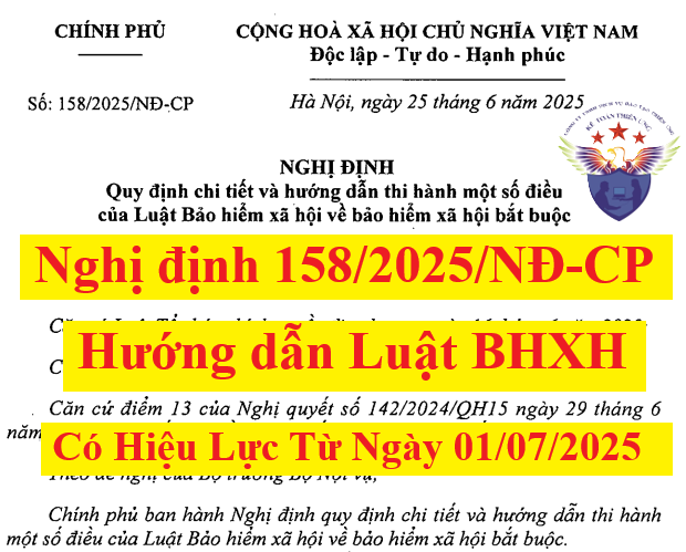 Nghị định 158/2025/NĐ-CP hướng dẫn Luật BHXH từ 01/07/2025