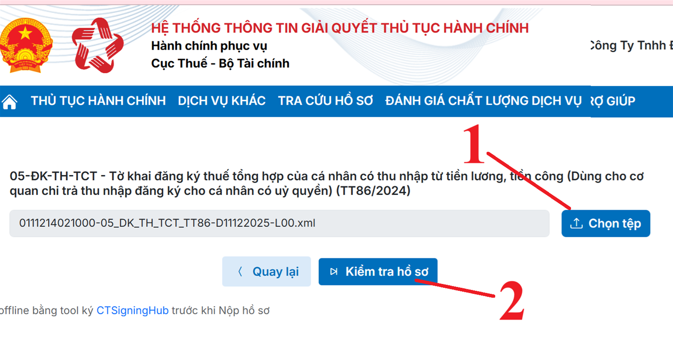 Tải hồ sơ