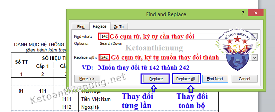 cách thay thế ký tự trong word