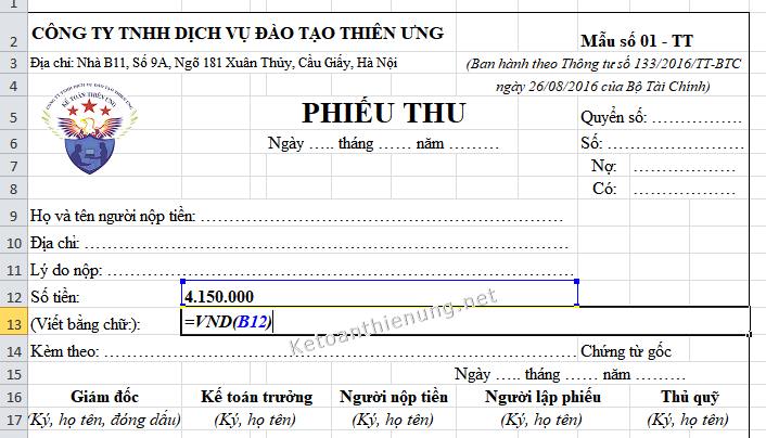 Công thức đổi số thành chữ trong excel