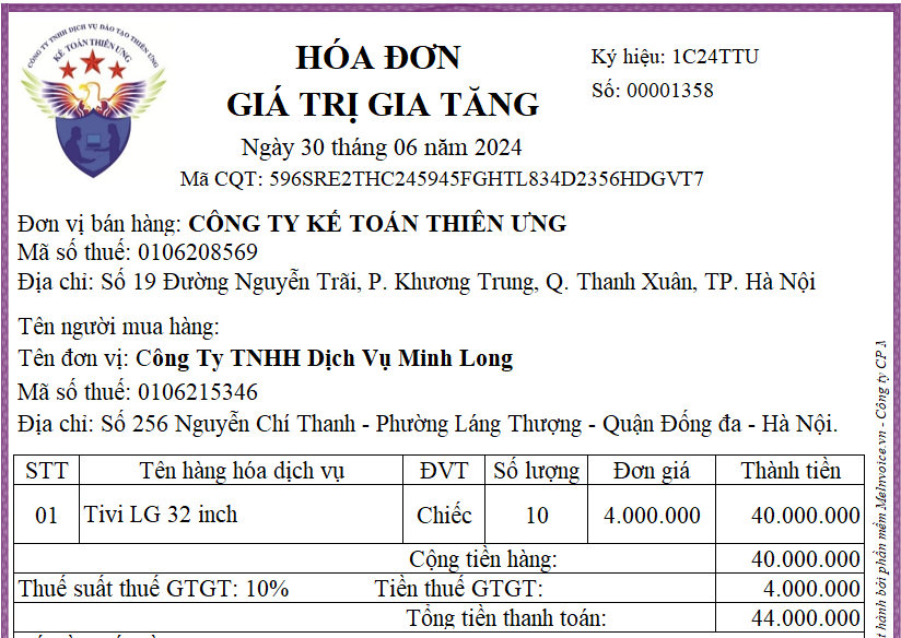 Hóa đơn có sai sót