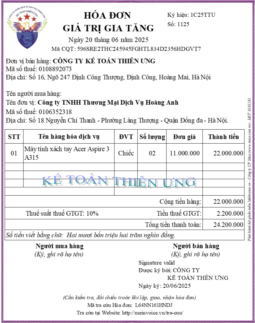 Hóa đơn điện tử sai mã số thuế người mua Hóa đơn điện tử sai mã số thuế người mua
