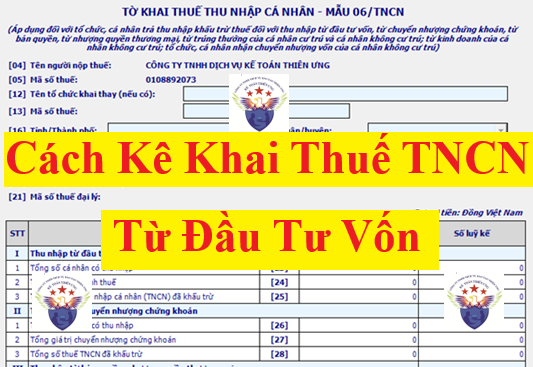 Cách kê khai thuế TNCN từ đầu tư vốn theo thông tư 80/2021/TT-BTC