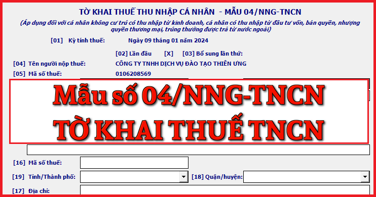 Mẫu số 04/NNG-TNCN Tờ khai thuế thu nhập cá nhân theo TT 80/2021