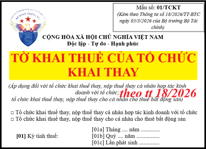 Mẫu tờ khai doanh nghiệp kê khai thay thuế cho thuê nhà 2026