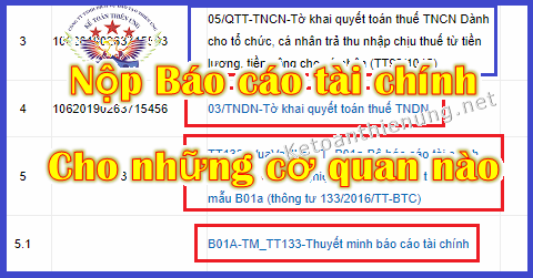 Nộp báo cáo tài chính cho những cơ quan nào Nộp báo cáo tài chính cho những cơ quan nào