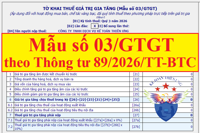 Mẫu số 03/GTGT Tờ khai thuế giá trị gia tăng theo TT 89/2026