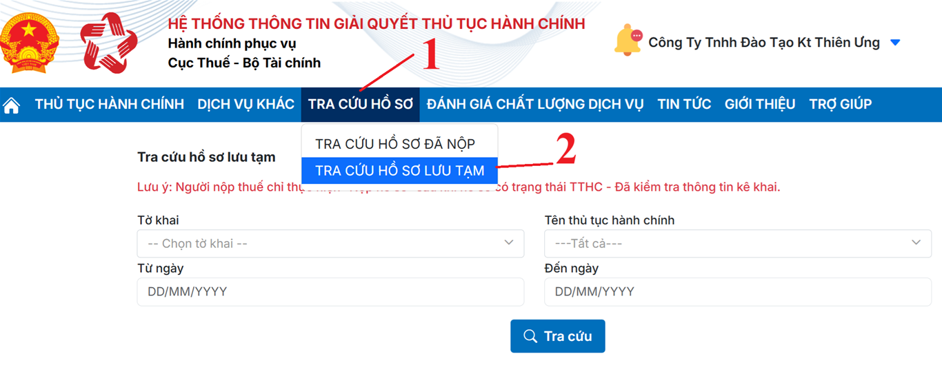 Mở đường dẫn để tra cứu hồ sơ lưu tạm