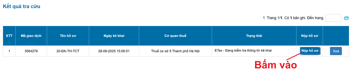 Nộp hồ sơ kê khai