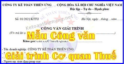 Mẫu công văn giải trình thuế mới nhất