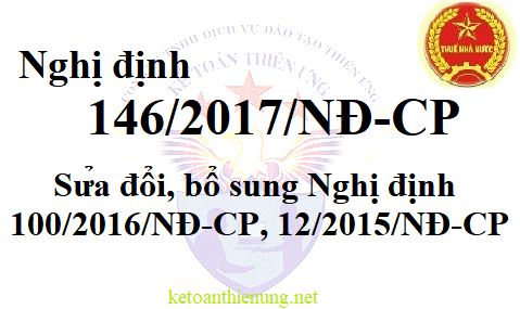 Nghị định 146/2017/NĐ-CP Sửa đổi bổ sung Luật thuế GTGT, TNDN