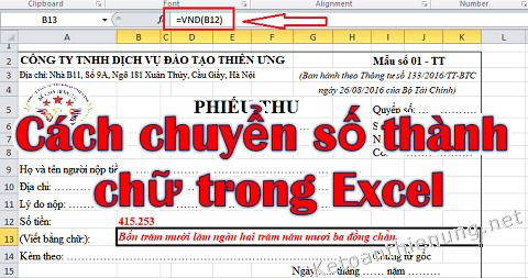 Đổi số thành chữ trong Excel là một tính năng rất hữu ích giúp người dùng tiết kiệm thời gian và tránh sai sót trong quá trình nhập liệu. Từ năm 2024, tính năng này được cải tiến và tối ưu hóa để tương thích tốt hơn với các phiên bản mới của Microsoft Excel. Hãy xem hình ảnh liên quan để hiểu thêm về tính năng cập nhật này.