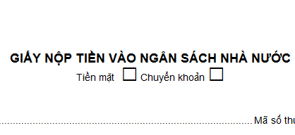 Giấy Nộp Tiền Vào Ngân Sách Nhà Nước C1-02/Ns Theo Tt 84