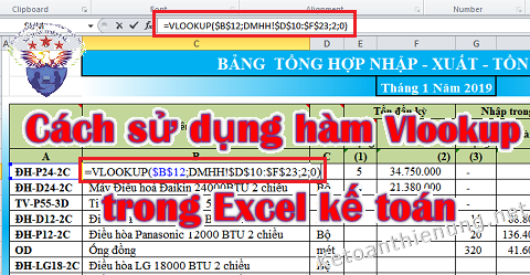 Hướng dẫn Cách sử dụng hàm vlookup trong kế toán trong Excel