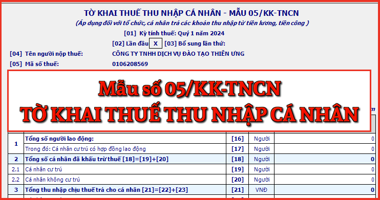 Mẫu số 05/KK-TNCN Tờ khai thuế thu nhập cá nhân theo TT 80/2021