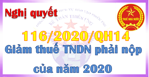 Nghị quyết số 116 giảm thuế TNDN phải nộp năm 2020