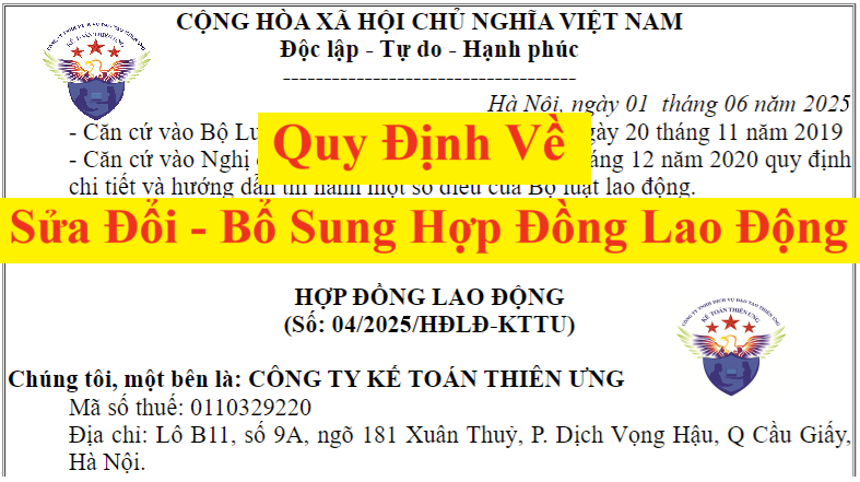 Cách sửa đổi, bổ sung hợp đồng lao động